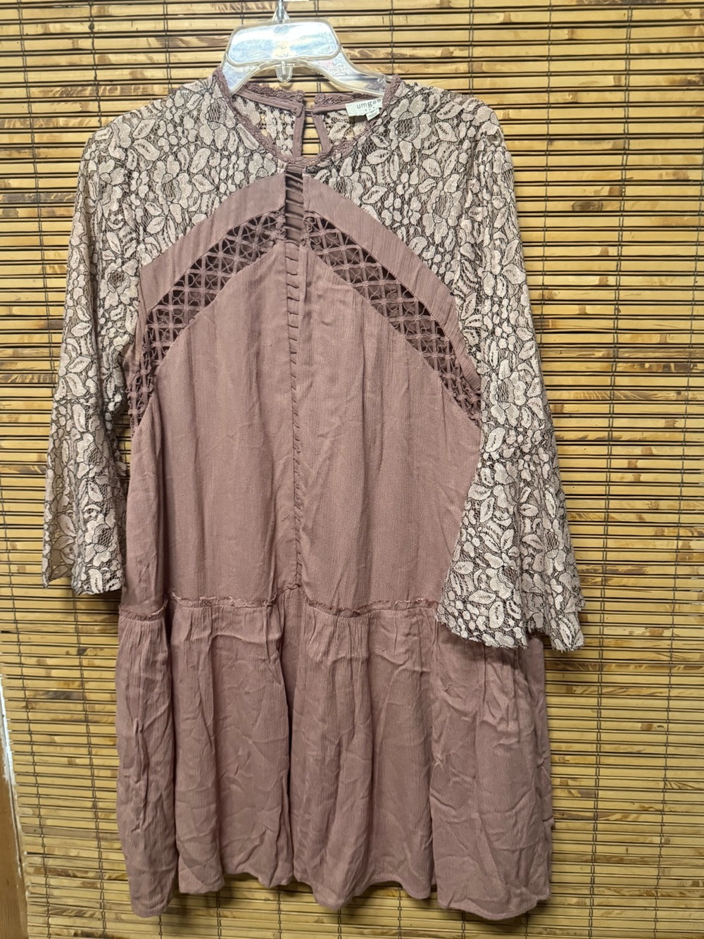 Umgee boho Lace-Detail Mauve Women’s Dress